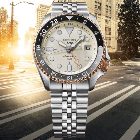 SEIKO 精工 5 SPORTS 日出之光 SKX GMT機械腕錶 母親節 禮物 推薦 (4R34-00N0S/SSK046K1)