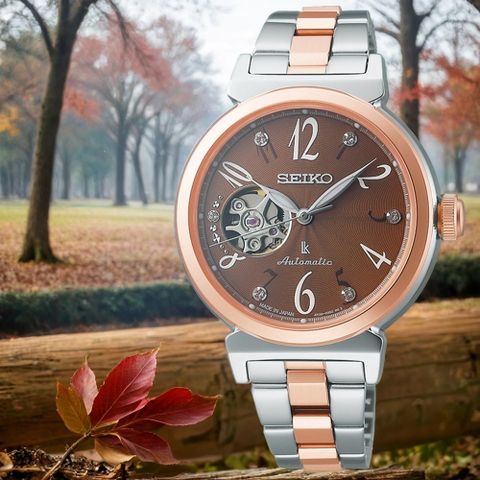 SEIKO 精工 LUKIA 開芯鏤空機械女錶-34-6mm(SSV062J/4R38-02N0B)