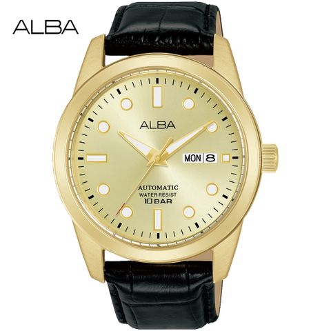 ALBA 雅柏 潛水風格時尚機械男錶/金X黑/42mm (Y676-X084G/AL4662X1)