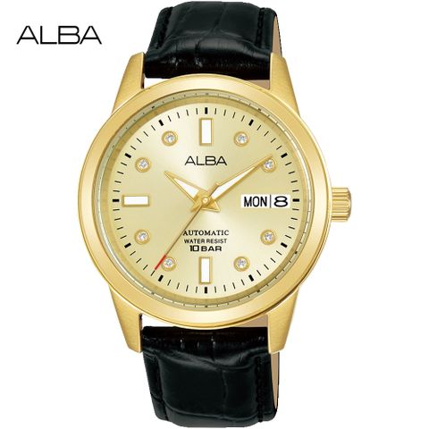 ALBA 雅柏 潛水風格時尚機械女錶/金X黑/36mm (Y676-X085G/AL4672X1)