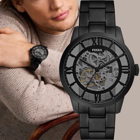 FOSSIL Townsman 爵士鏤空機械錶-44mm ME3269