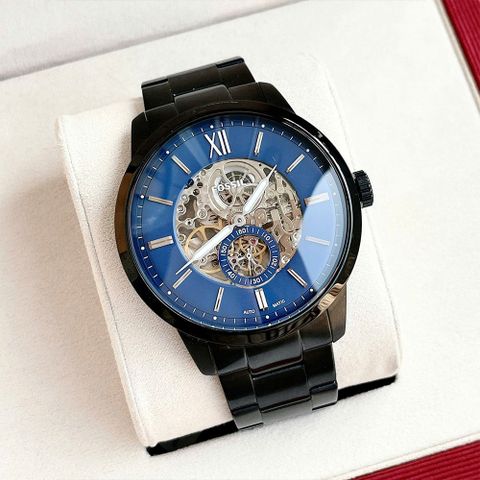 【FOSSIL】ME3182 簡約 雙面鏤空 獨立秒針小錶盤 不鏽鋼 機械錶
