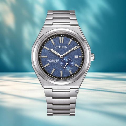 CITIZEN 星辰錶 Super-Titanium系列 Forza 超級鈦 小秒針自動上鍊機械錶 男錶-40.5mm藍 NJ0180-80L