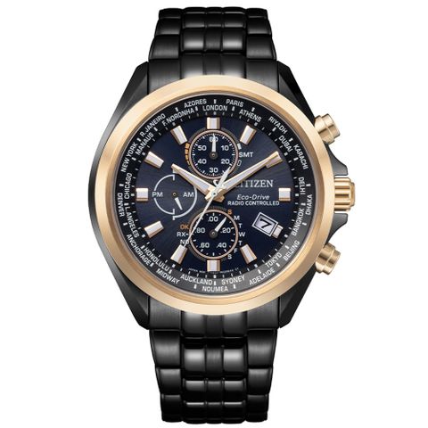 CITIZEN 質感巔峰黑鋼電波光動能腕錶AT8206-81L