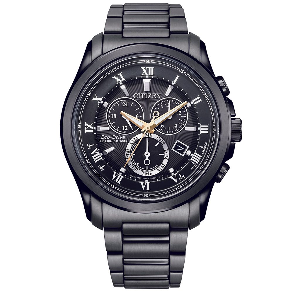 CITIZEN 星辰 亞洲限定 聖誕節推薦款光動能萬年曆手錶-紳士灰 BL5547-89H