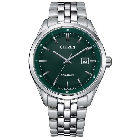 CITIZEN 星辰 綠面質感藍寶石鏡面光動能腕錶BM7569-89X