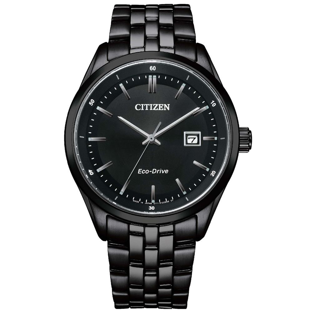 CITIZEN 星辰  黑鋼質感藍寶石鏡面光動能腕錶BM7565-80E