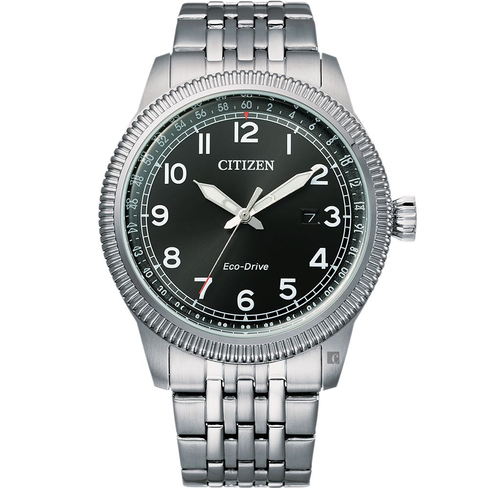 CITIZEN 星辰   光動能復古風紳士手錶-銀x黑 BM7480-81E