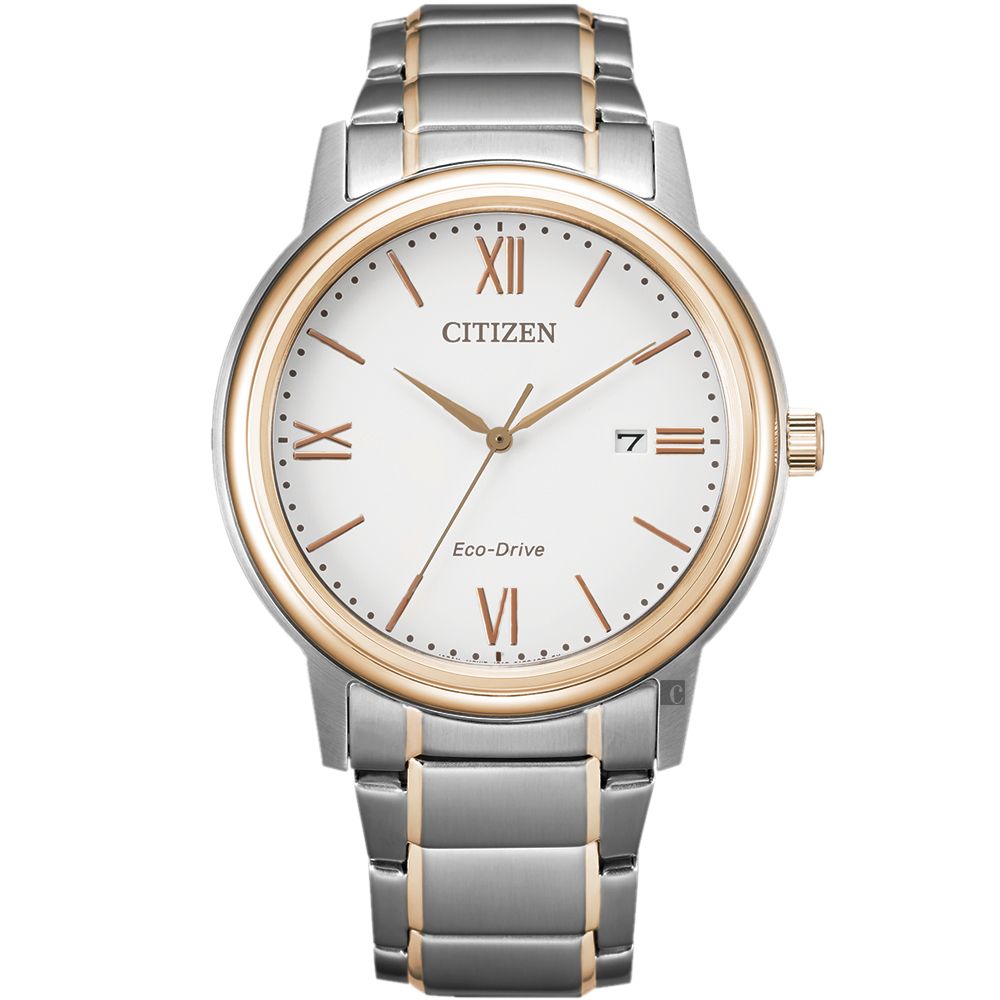 CITIZEN 星辰    光動能城市手錶-銀x玫瑰金 AW1676-86A