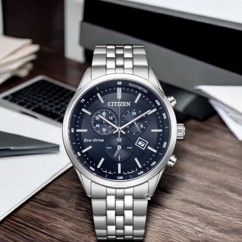 CITIZEN 星辰 Eco-Drive 光動能計時腕錶 手錶 男錶-AT2570-56L/42mm