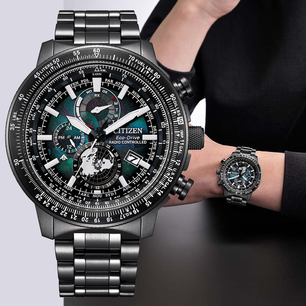 CITIZEN 星辰 PROMASTER宇宙幻彩限量 光動能 電波對時 航空計算尺腕錶 BY3005-56E
