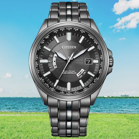CITIZEN星辰 GENTS系列 光動能 時尚電波腕錶 43mm / CB0294-54E
