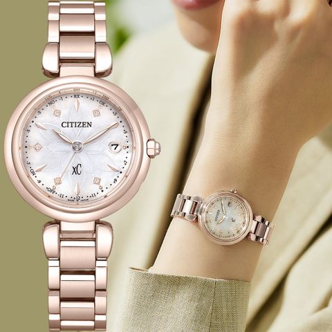 CITIZEN 星辰 XC 水耀光 光動能鈦金屬電波女錶-29mm(ES9467-71Y)