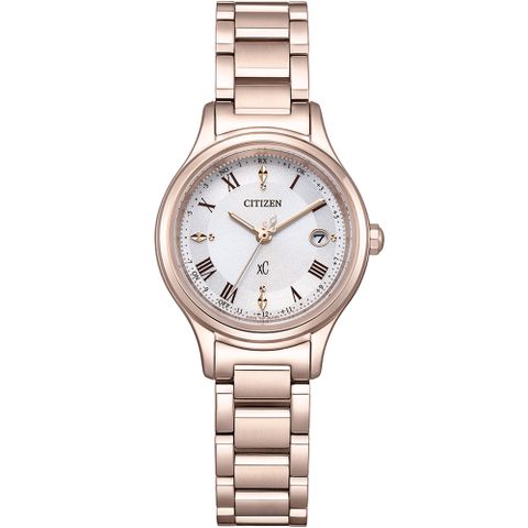 CITIZEN 星辰 xC 輕奢光 光動能經典羅馬鈦金屬電波錶/27mm/ES9497-96A