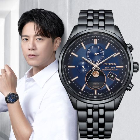 CITIZEN星辰 GENTS系列 電波對時 月相 光動能腕錶 42mm/BY1035-56L