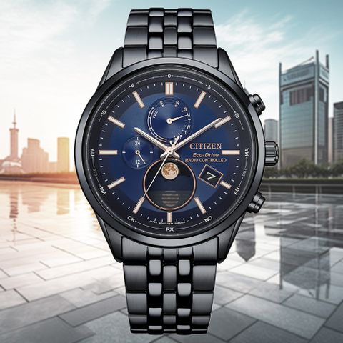 CITIZEN 星辰 GENTS 光動能 月相 電波對時 萬年曆 男錶 BY1035-56L
