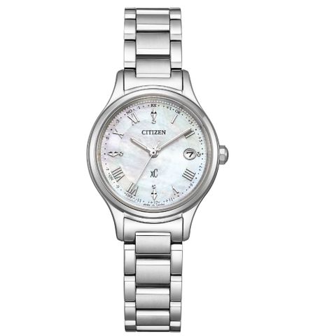 CITIZEN星辰 XC系列 白蝶貝電波光動能鈦金屬腕錶ES9490-52D 附提袋