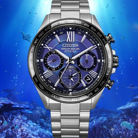 CITIZEN 星辰 UNITE with BLUE 寧靜之海 限量 鈦 GPS衛星對時光動能計時手錶 CC4075-50L