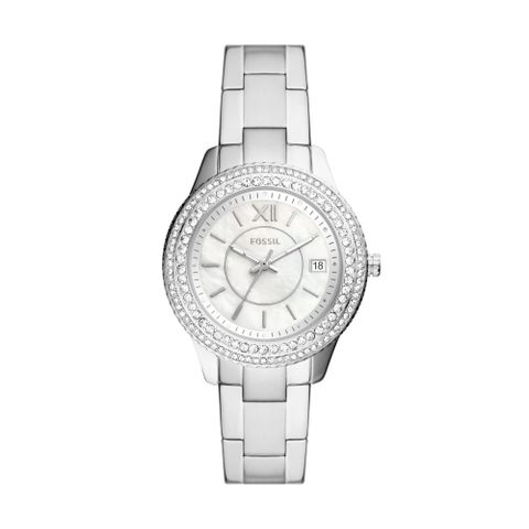FOSSIL晶鑽珍珠貝殼面板時尚腕錶ES5130