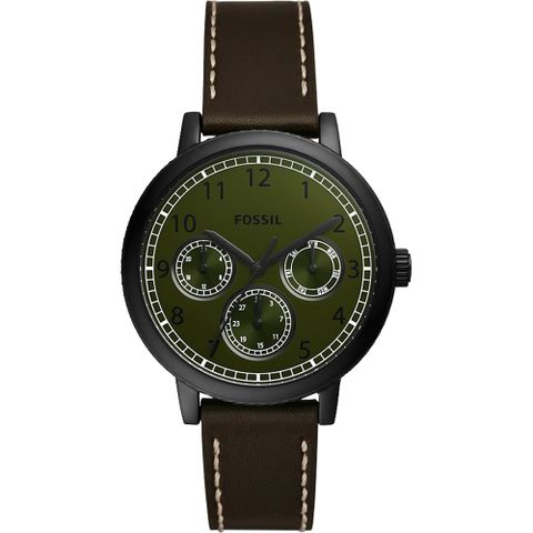 FOSSIL Airlift 簡約數字日曆手錶-墨綠/42mm BQ2634