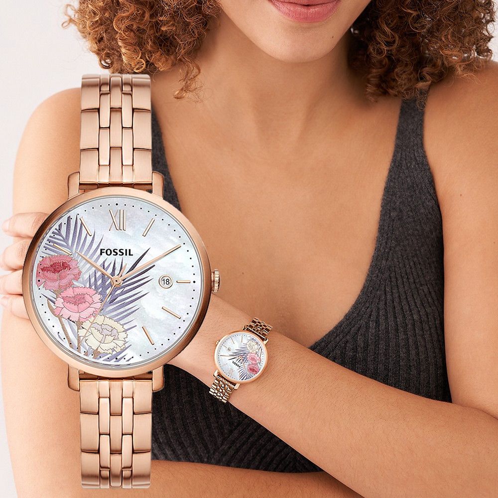 FOSSIL Jacqueline 盛夏花卉女錶-玫瑰金ES5275 - PChome 24h購物