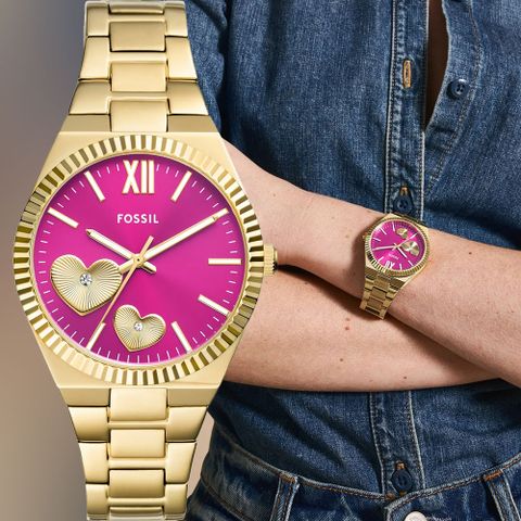 FOSSIL Scarlette 情人節推薦 桃心手錶 女錶-38mm ES5325