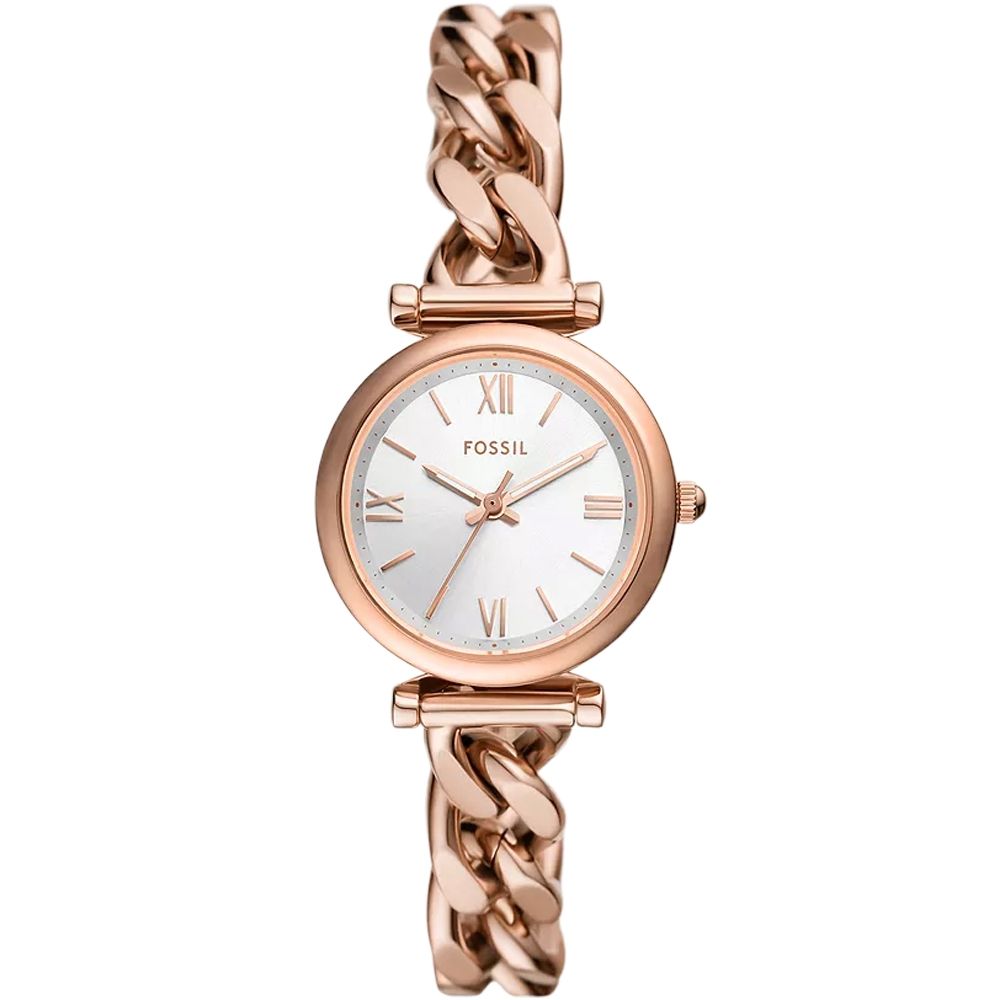 FOSSIL  Carlie 復古玫瑰金羅馬時刻手鍊式女錶ES5330