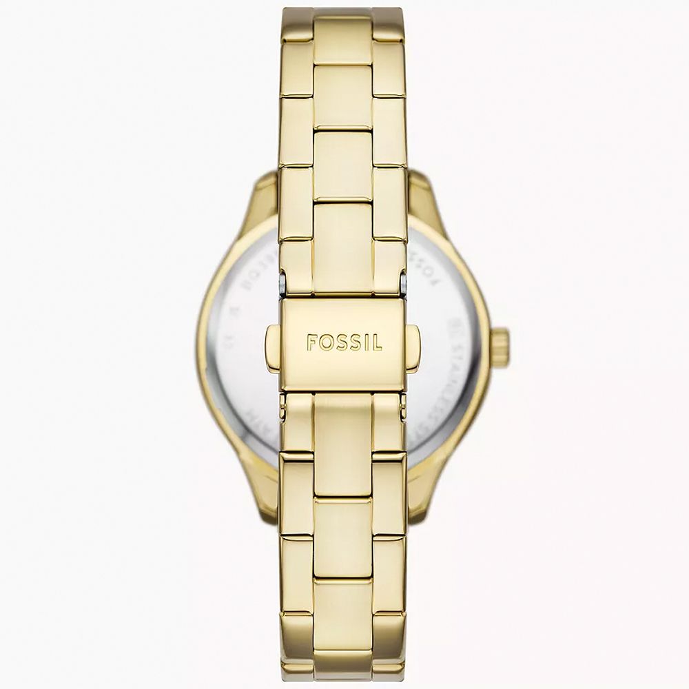 FOSSIL  Rye 時尚三眼多功能女錶-金x藍/36mm BQ3964