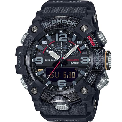 【CASIO 卡西歐】G-SHOCK 藍牙 防塵泥 碳纖維防護 黑 GG-B100-1A_53.1mm