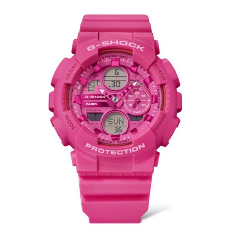 CASIO 卡西歐 G-SHOCK 細緻設計 獨特個性 金屬錶圈 紫粉色 GMA-S140PP-4A_45.9mm