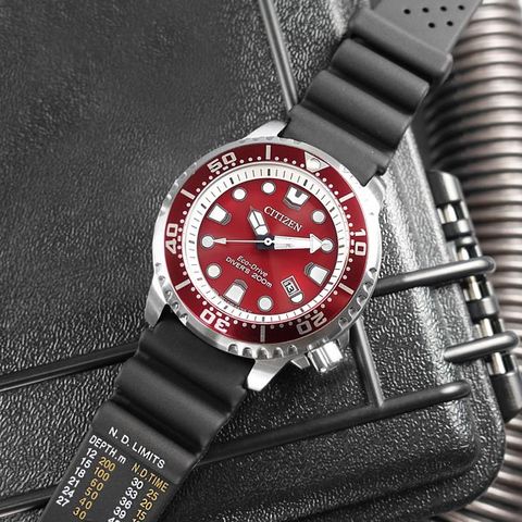 CITIZEN / BN0159-15X / PROMASTER 光動能 紅水鬼 潛水錶 防水200米 日期 橡膠手錶 紅黑色 44mm