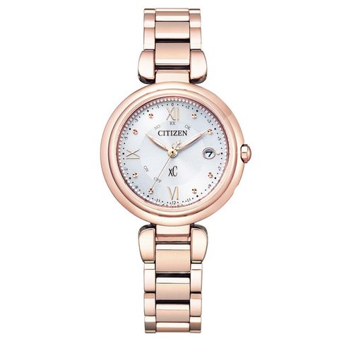 CITIZEN 星辰 xC 女神魅力光動能電波鈦金屬時尚女錶-玫瑰金/29mm(ES9464-52A)