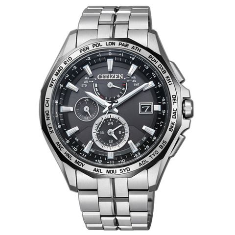 CITIZEN 星辰 Eco-Drive 航空地堡時尚電波腕錶-AT9096-57E
