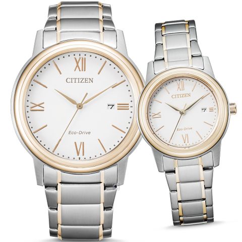 CITIZEN 星辰 星光戀人光動能對錶(AW1676-86A+FE1226-82A)