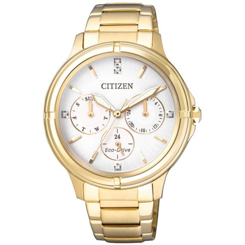 CITIZEN 星辰 Eco-Drive 無暇光彩光動能女錶-白x金