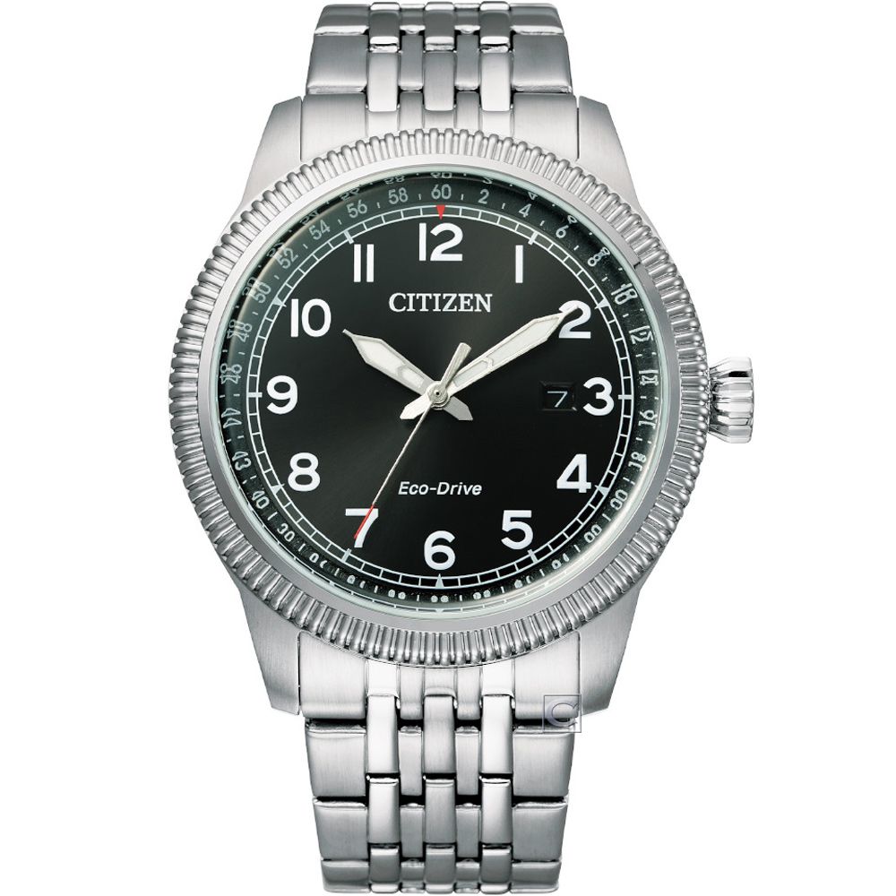 CITIZEN 星辰   GENTS 經典錢幣紋錶框復古男錶-(BM7480-81E)42.5mm