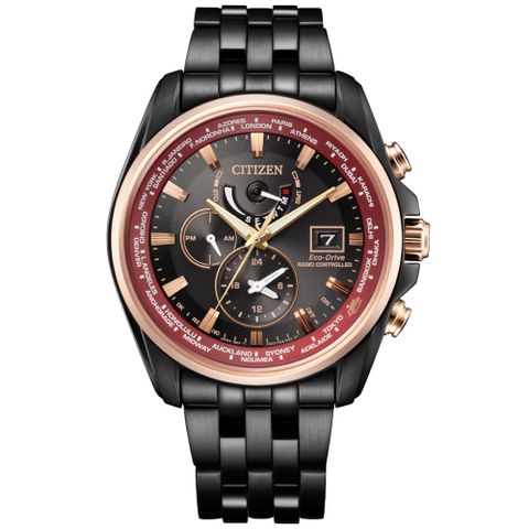 CITIZEN 星辰 廣告款超越無限25週年限定電波光動能男錶-黑/44mm(AT9124-88E)