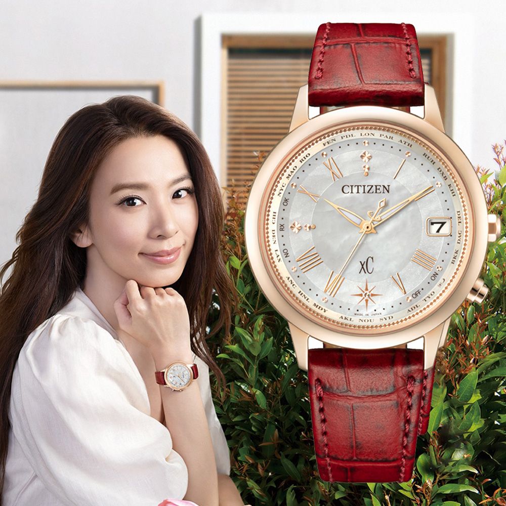 CITIZEN 星辰   xC 廣告款永恆韶光限量光動能電波鈦金屬女錶-36mm(CB1105-02W)