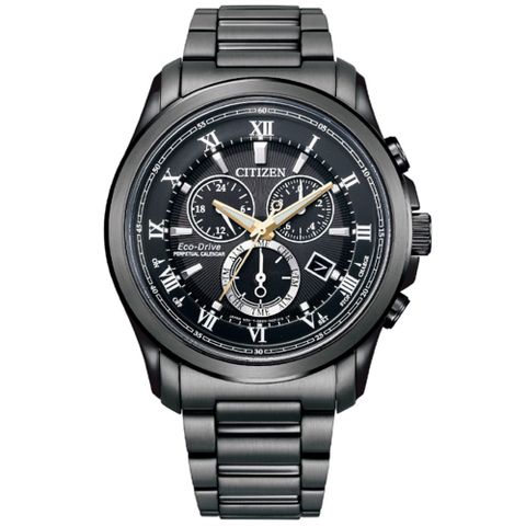 CITIZEN星辰 GENTS系列 光動能三眼計時羅馬腕錶 43mm / BL5547-89H