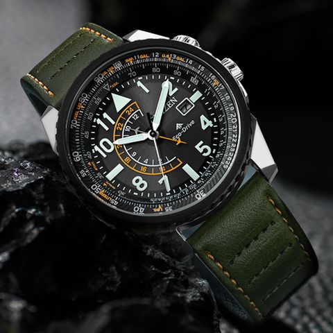 CITIZEN星辰 PROMASTER系列 光動能航空計算飛行腕錶 42.5mm/BJ7138-04E
