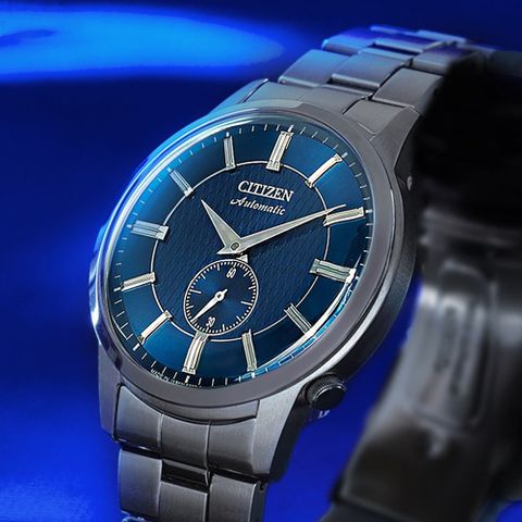 CITIZEN星辰 Mechanical系列 經典小秒針機械腕錶-黑x藍 41mm/NK5009-69N