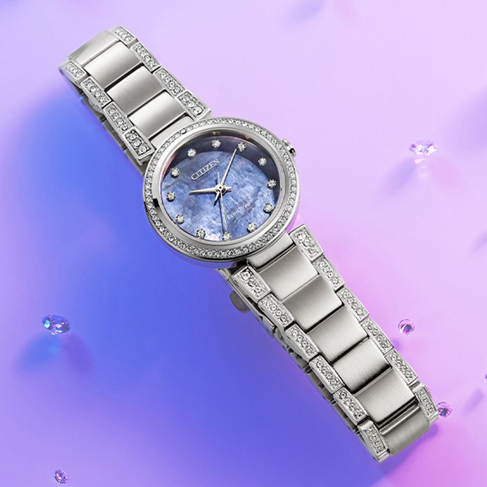 CITIZEN 星辰 LADYS 光動能典雅水晶腕錶 618 年中慶 禮物 EM0840-59N