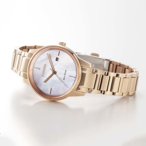 CITIZEN星辰 LADYS系列 光動能氣質白蝶貝腕錶 29mm/EW2593-87Y