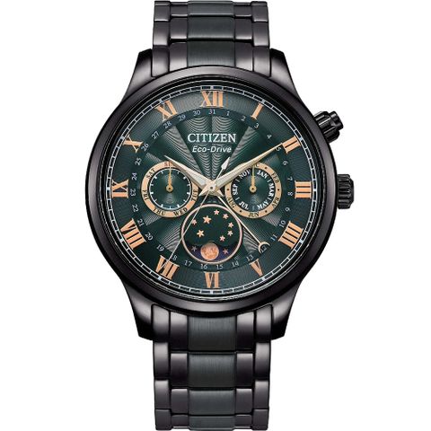 CITIZEN 星辰 Eco-Drive 極光月相時尚大錶面腕錶-AP1055-87X