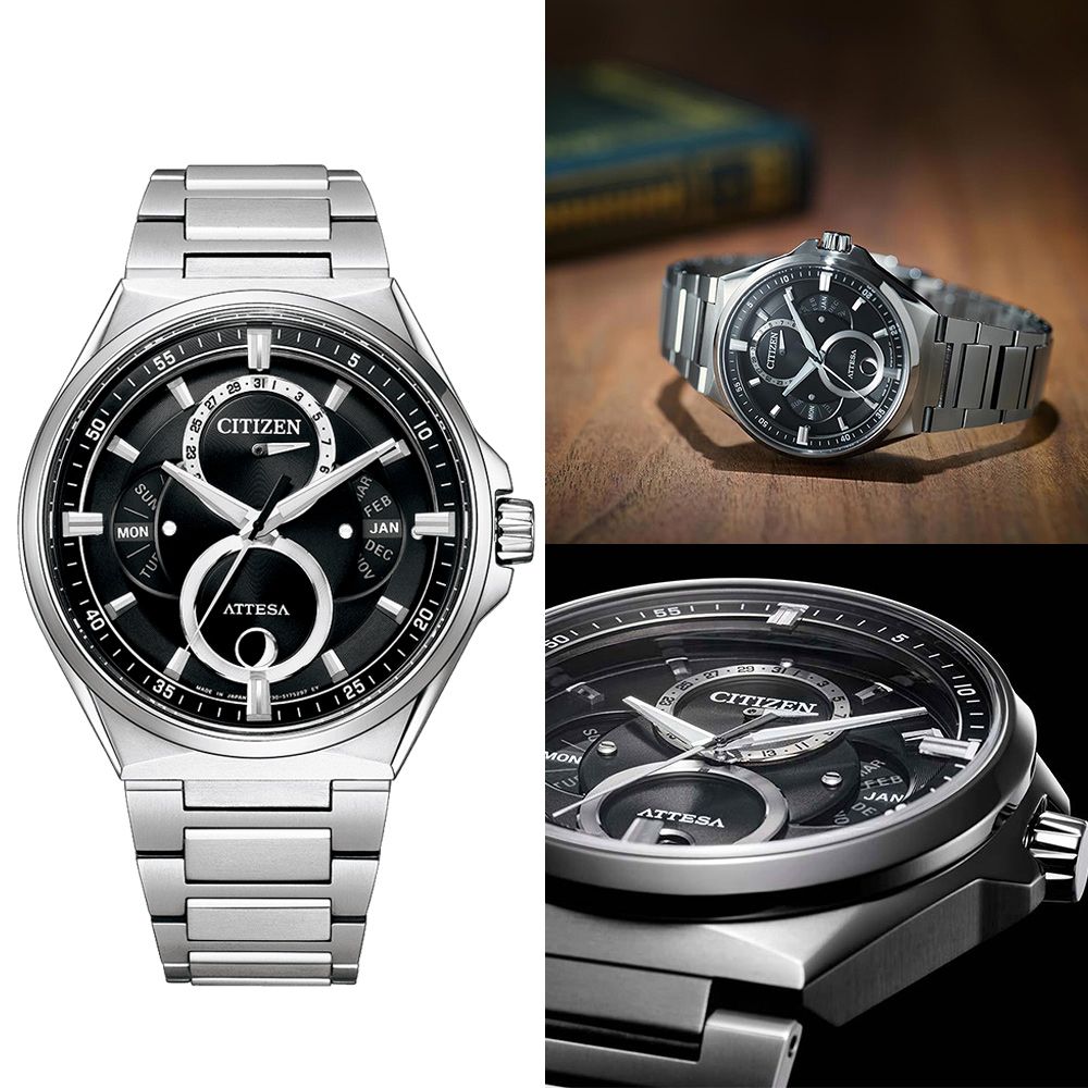 CITIZEN 星辰   GENTS Eco-Drive 三歷月相紳士男手錶(BU0060-68E)黑/42mm