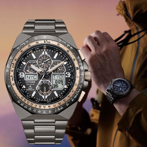CITIZEN 星辰 PROMASTER 35週年限定 光動能電波 飛行計時腕錶 母親節 禮物 推薦 JY8146-54E