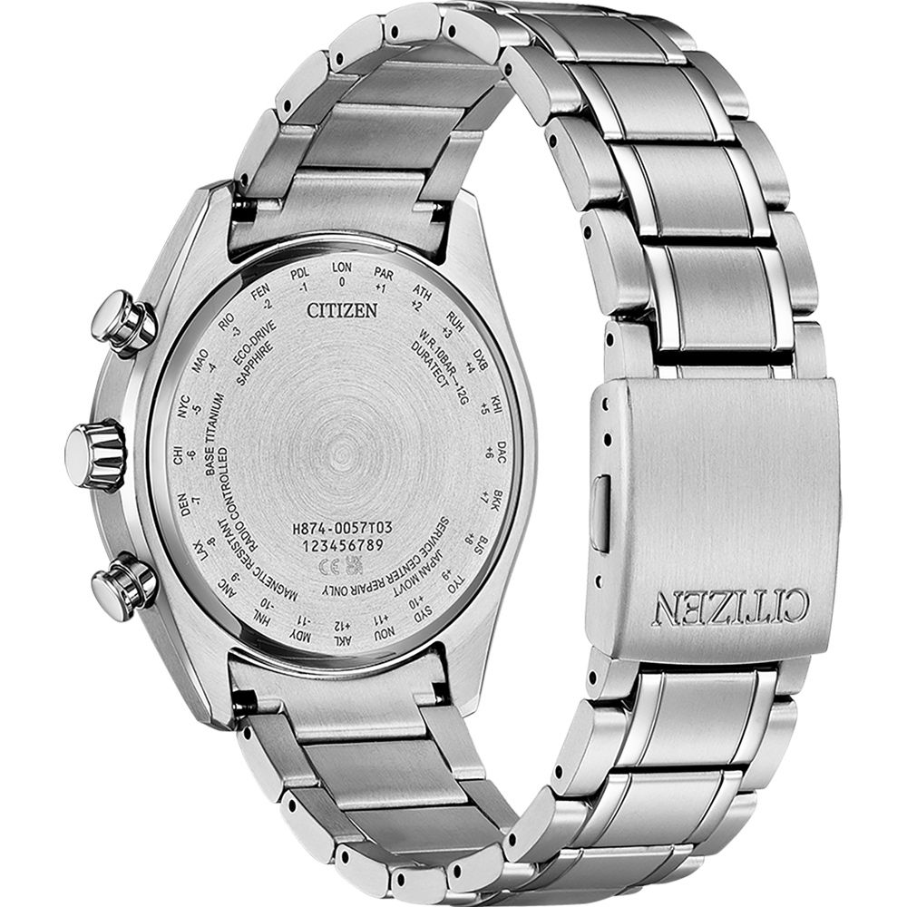 CITIZEN 星辰 月相 光動能電波接收計時鈦金屬手錶-43mm BY1010-81H