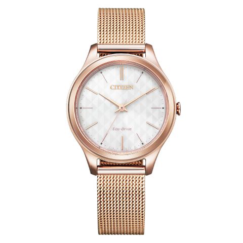 CITIZEN LADYS優雅格紋光動能腕錶EM0508-80A