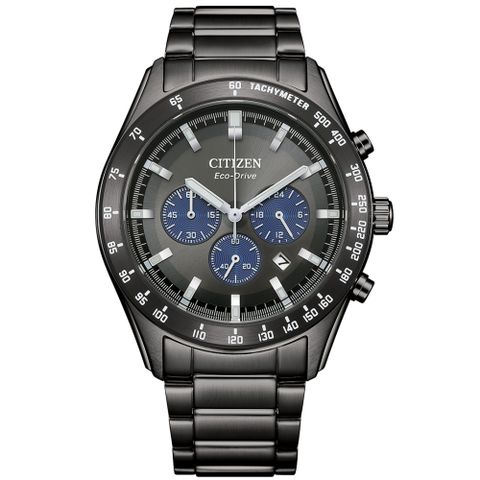 CITIZEN 星辰 黑鋼計時時尚腕錶光動能腕錶CA4677-50H