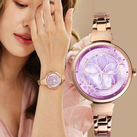 小資族推薦▼原廠公司貨RELAX TIME 年度設計錶款 綻放系列 櫻花手錶-粉紫 RT-72-6